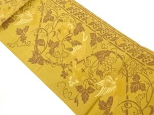 葡萄唐草に鳥模様織出し全通袋帯